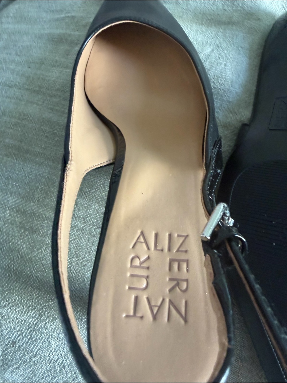Naturalizer: Black Leather Pointed Slingback Heels - Picture 5 of 5